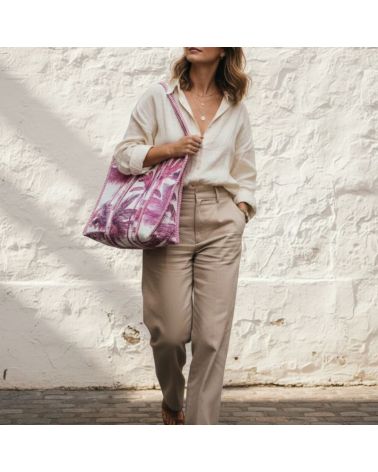 cabas en coton porté à l'épaule style décontracté chic