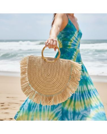 sac ibiza en paille forme ronde avec anse bambou marque Beau comme un lundi
