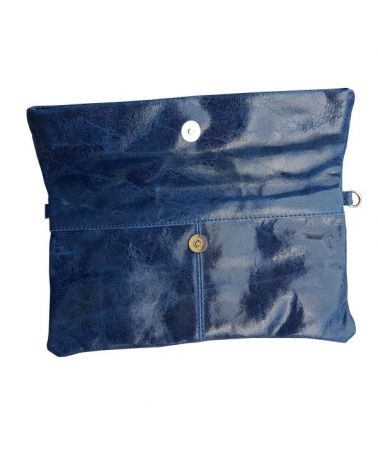 Pochette cuir Bleu