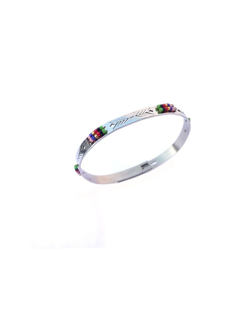 Bracelet jonc perles multicolores