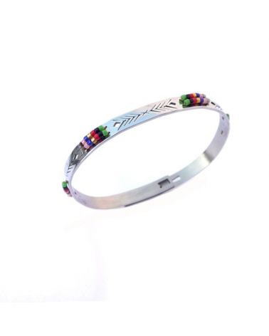 Bracelet jonc perles multicolores