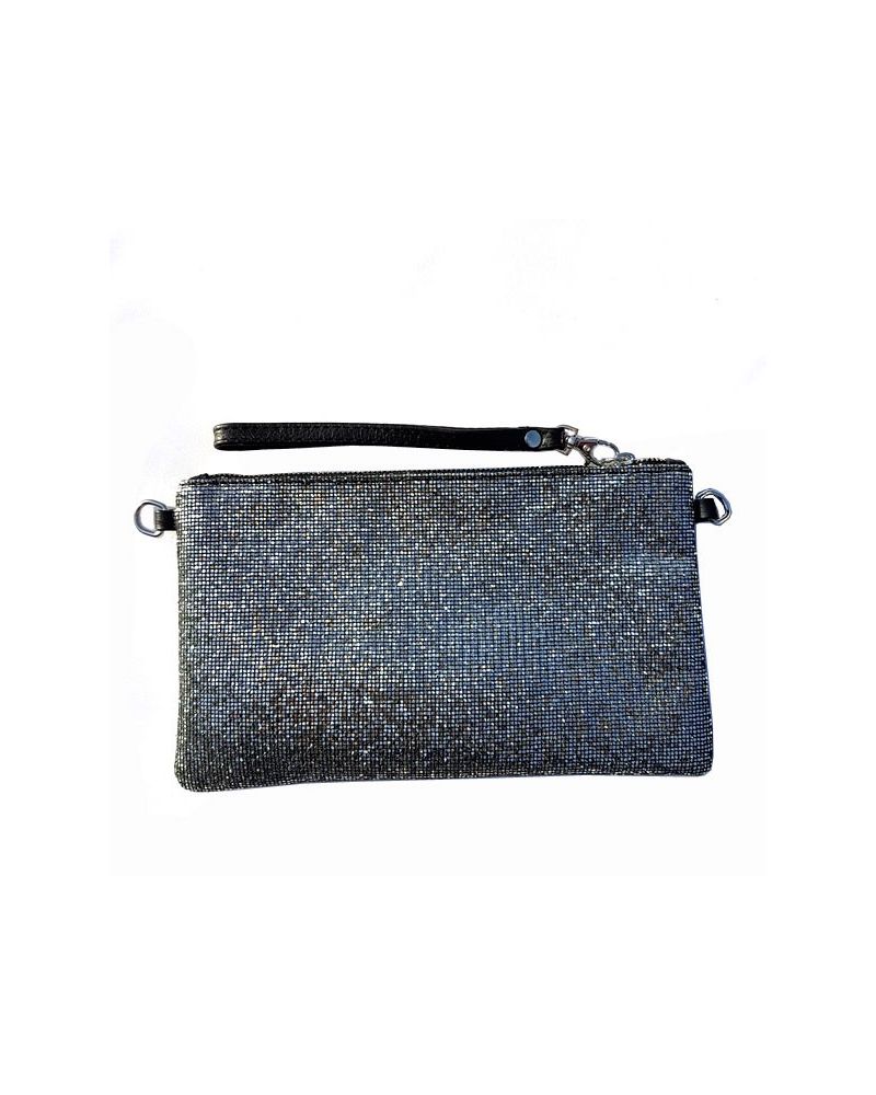 Pochette glitter gris noir