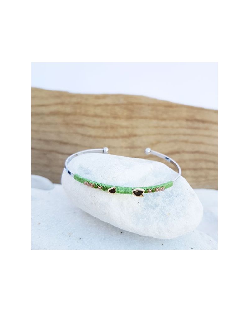 Bracelet jonc flèche vert