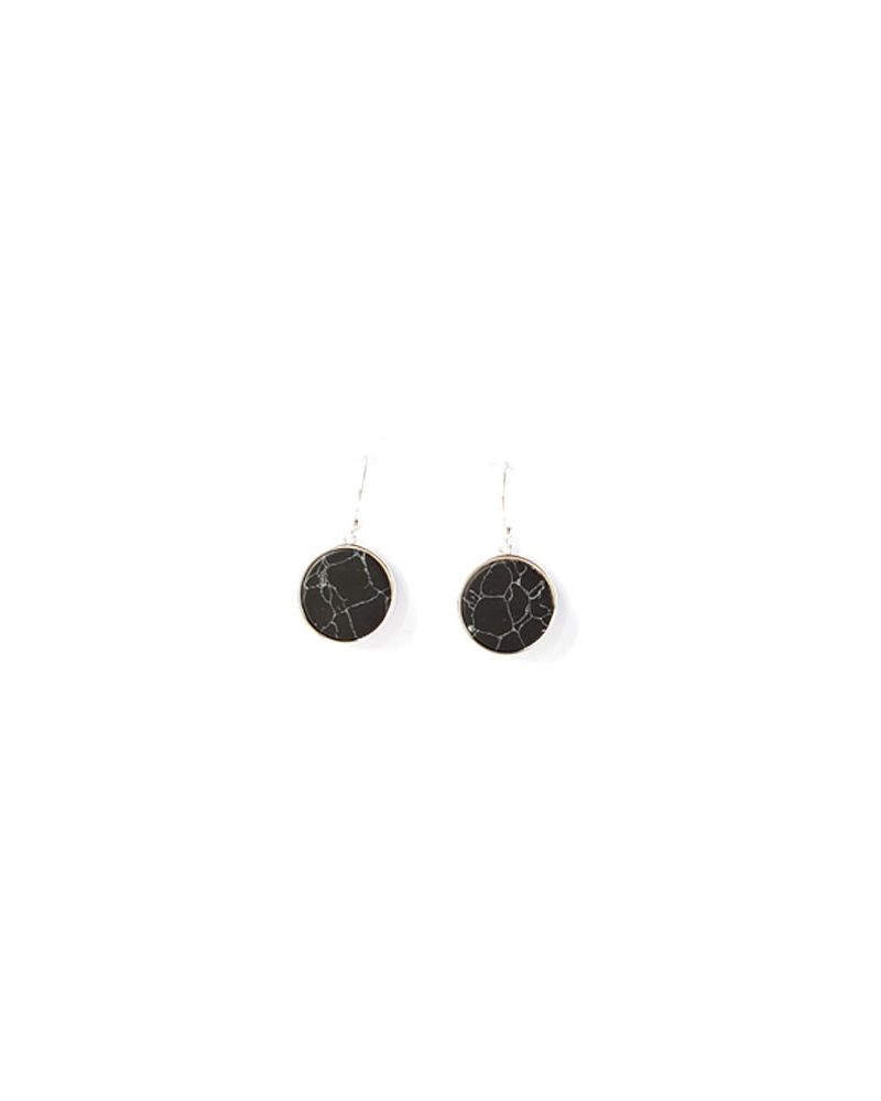 Boucles d'oreilles argent 925 pendentif noir