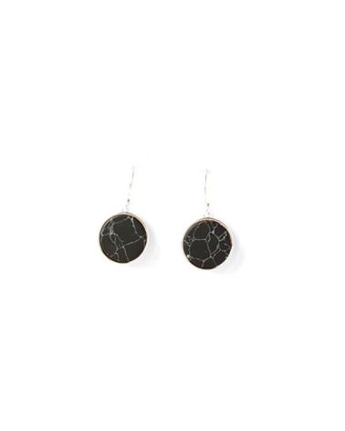 Boucles d'oreilles argent 925 pendentif noir