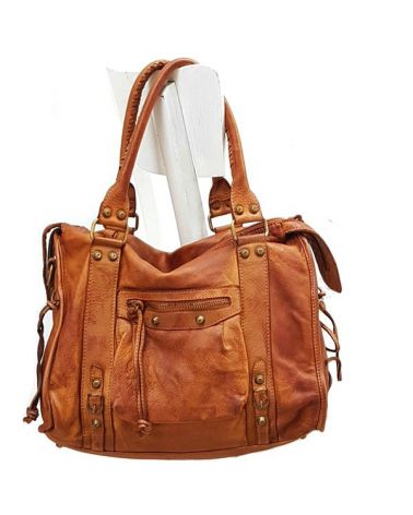 Sac cabas cuir vintage camel