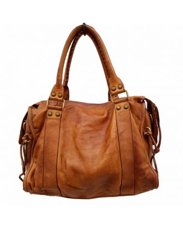 Sac cabas cuir délavé camel