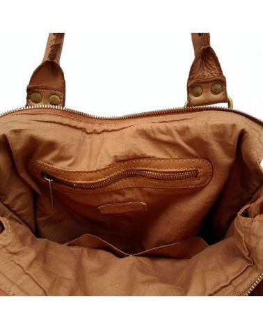 Sac cabas cuir délavé camel