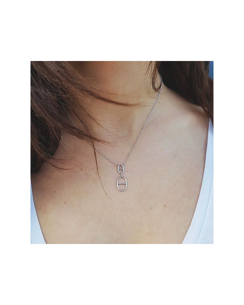 Collier argent 2 grains café en argent 925