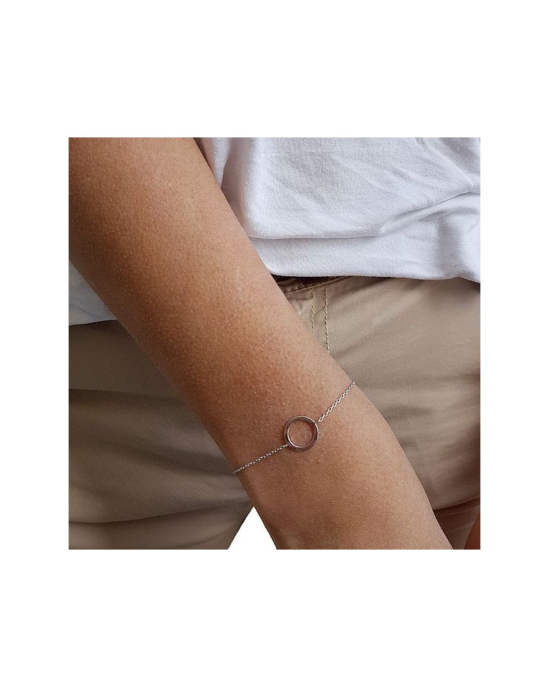 Bracelet chainette anneau argent