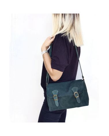 Sac besace double boucle vert sapin