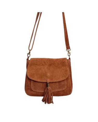 Sac à bandoulière daim camel