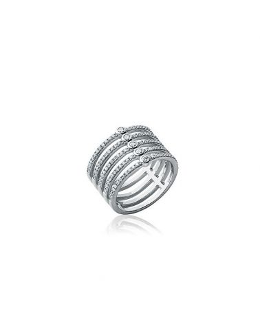 Bague argent 925 6 rangs zirconium