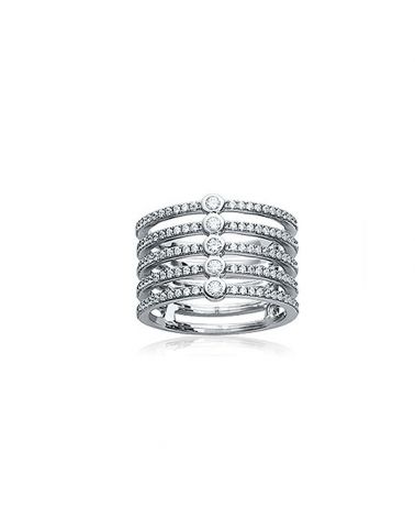 Bague argent 925 6 rangs zirconium