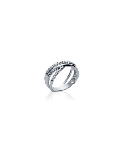 Bague argent 925 anneaux croisés zircon