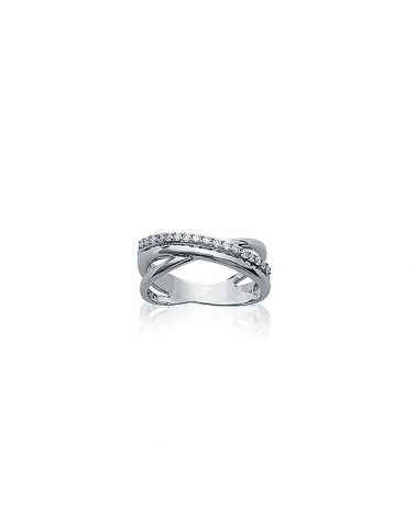 Bague argent 925 anneaux croisés zircon