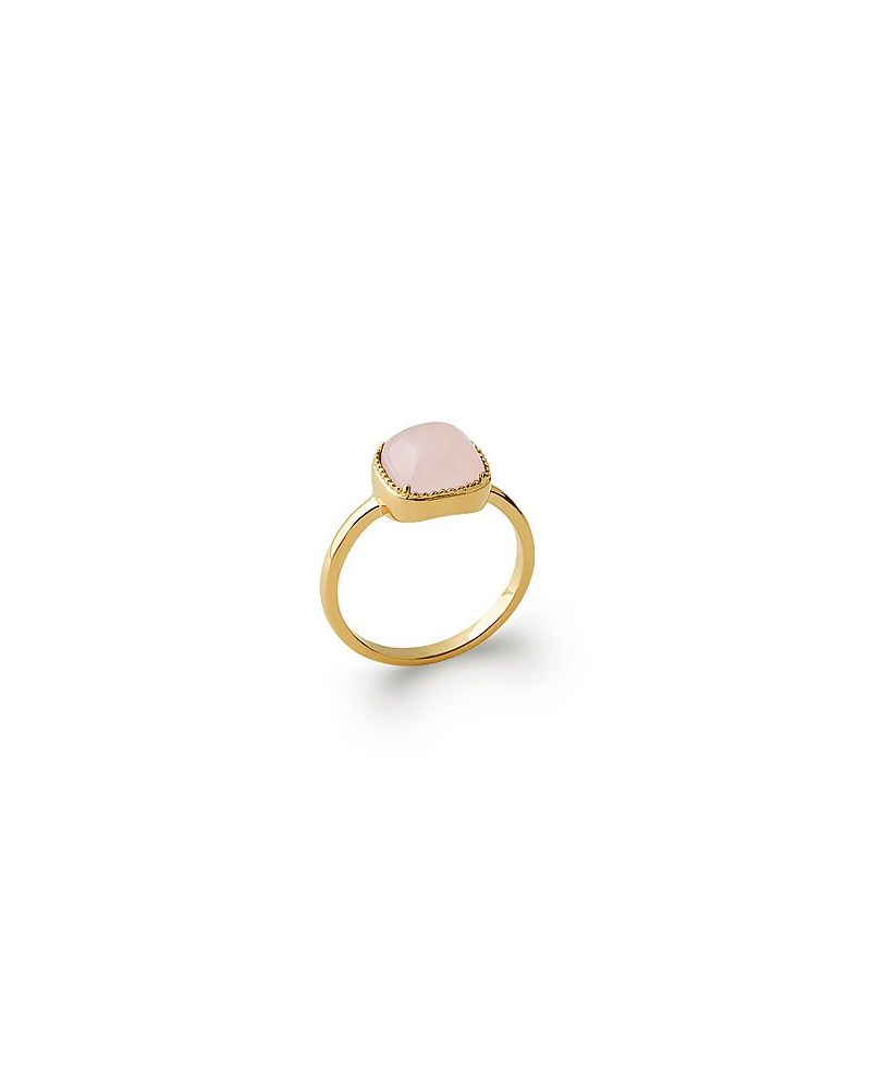 Bague plaqué or quartz rose