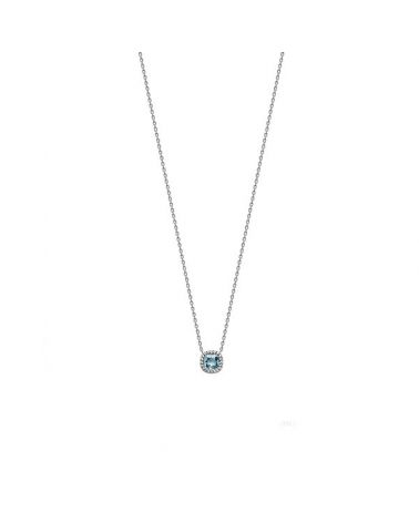 Collier argent 925 pendentif carré aigue marine