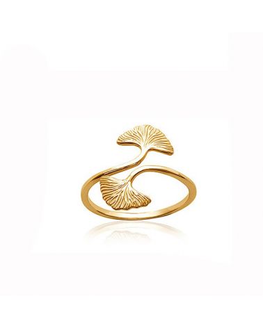 Bague plaqué or ginkgo