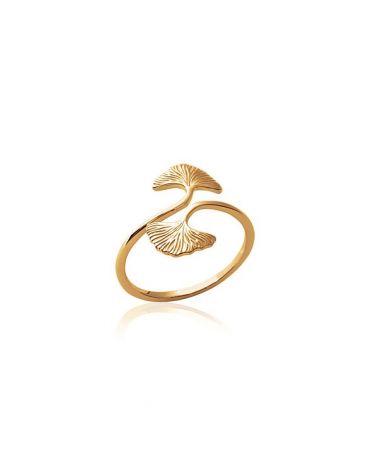 Bague plaqué or ginkgo