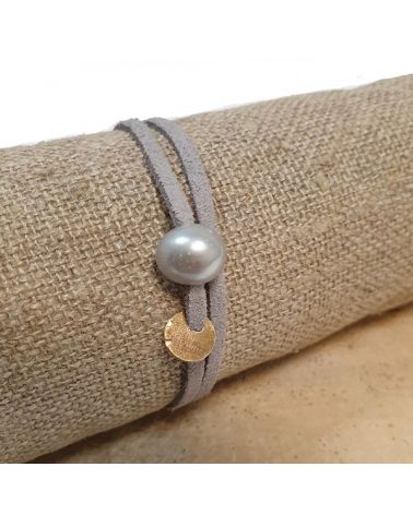 Bracelet perle culture lien gris