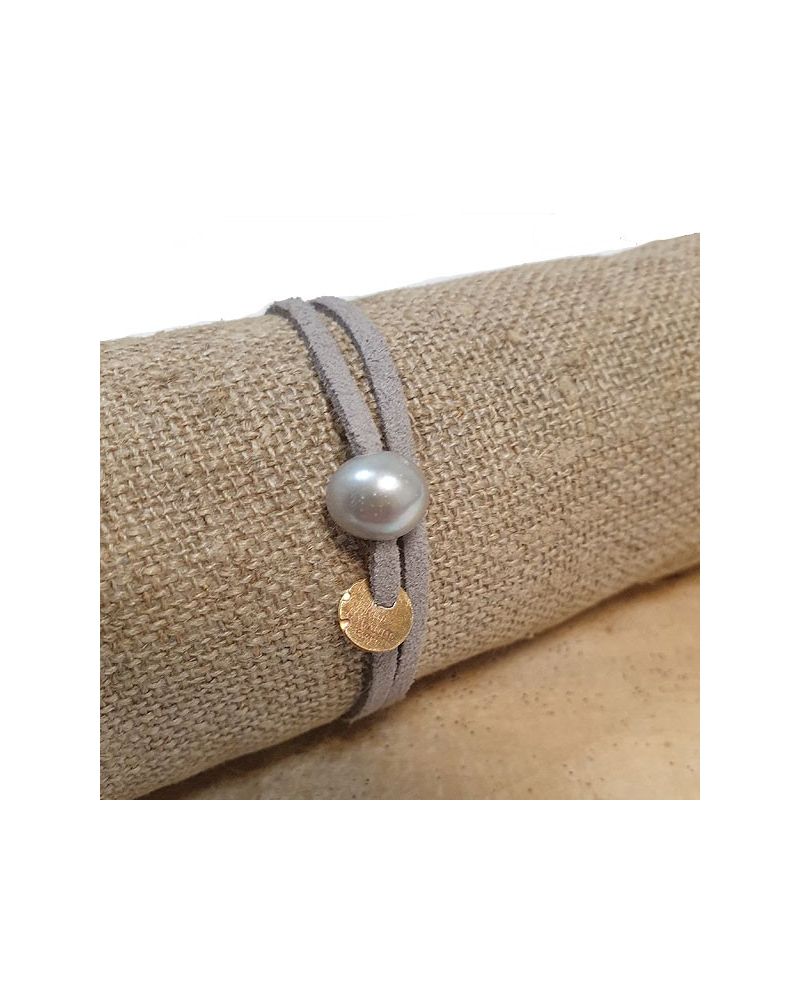 Bracelet perle culture lien gris