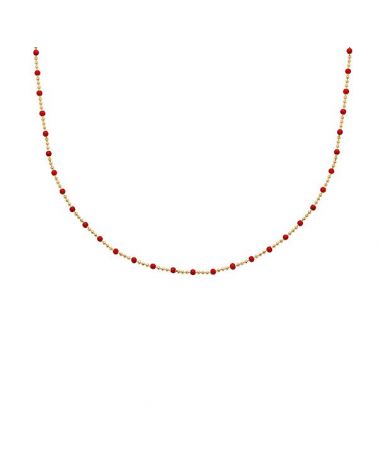 Collier ras de cou perles émail rouge