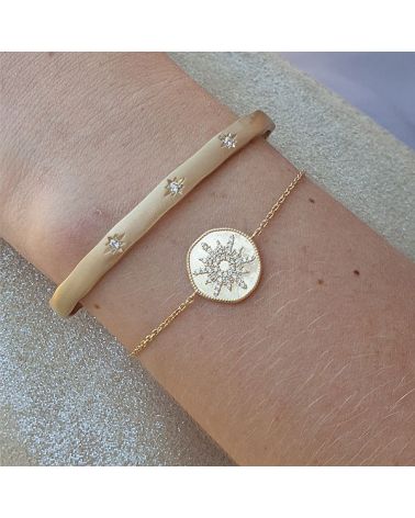 Bracelet  chaine médaille soleil