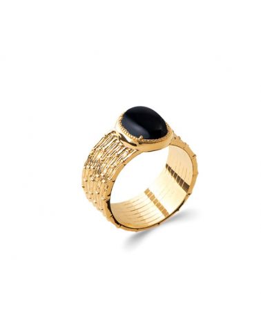 Bague pierre agathe noire