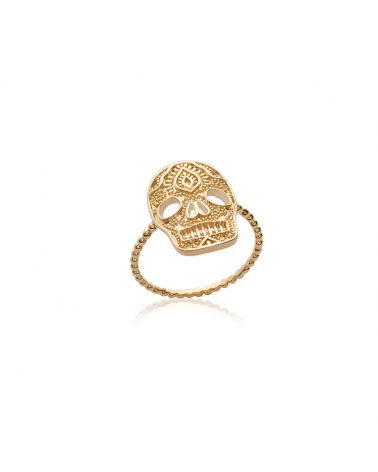 Bague Skull plaqué or