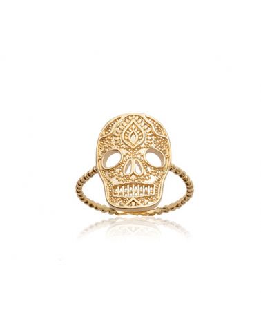 Bague Skull plaqué or