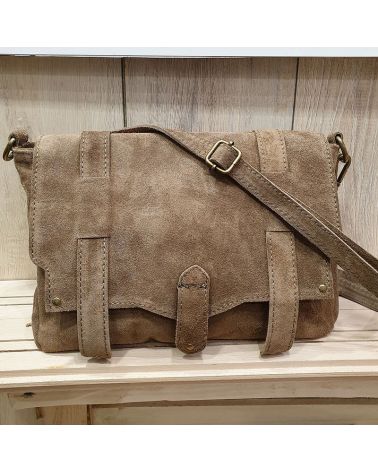 Sac bandoulière messenger taupe