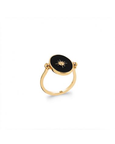 Bague reversible émail noir