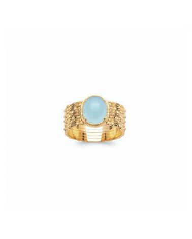 Bague or agate bleue