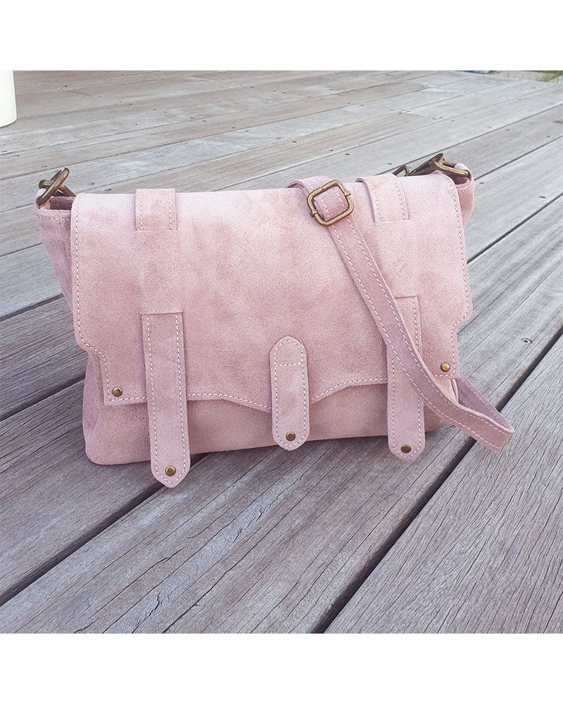 Sac messenger daim rose