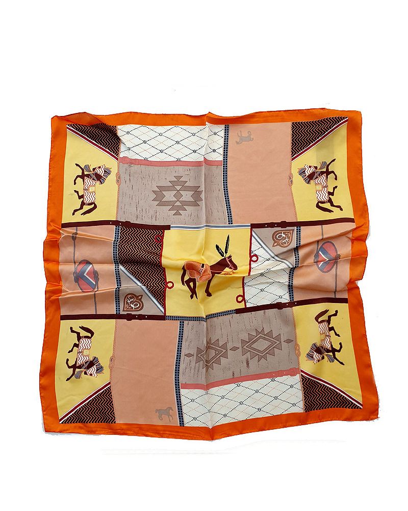 foulard imprimé equestre orange