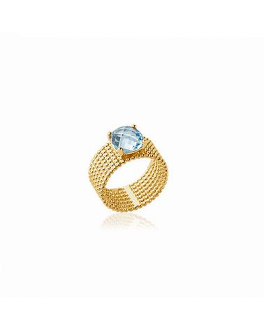 bague maille perle pierre aigue marine