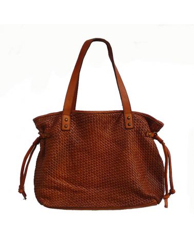 sac cuir tresse camel