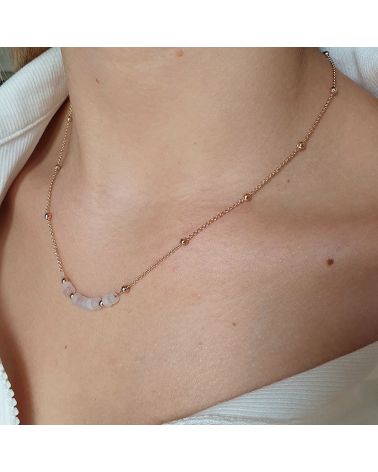 Collier Or Quartz Rose