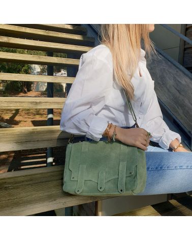 sac messenger vert amande