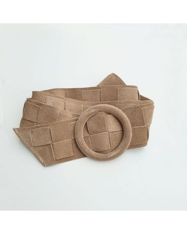 ceinture daim tressé beige