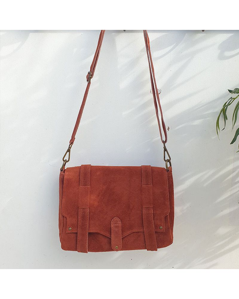 sac messenger daim terracotta