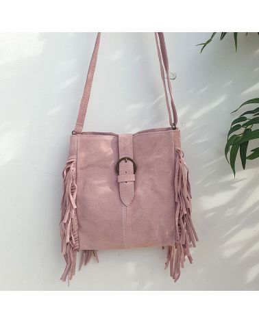 sac boho franges rose