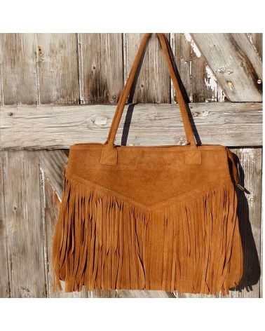 sac cabas franges  camel