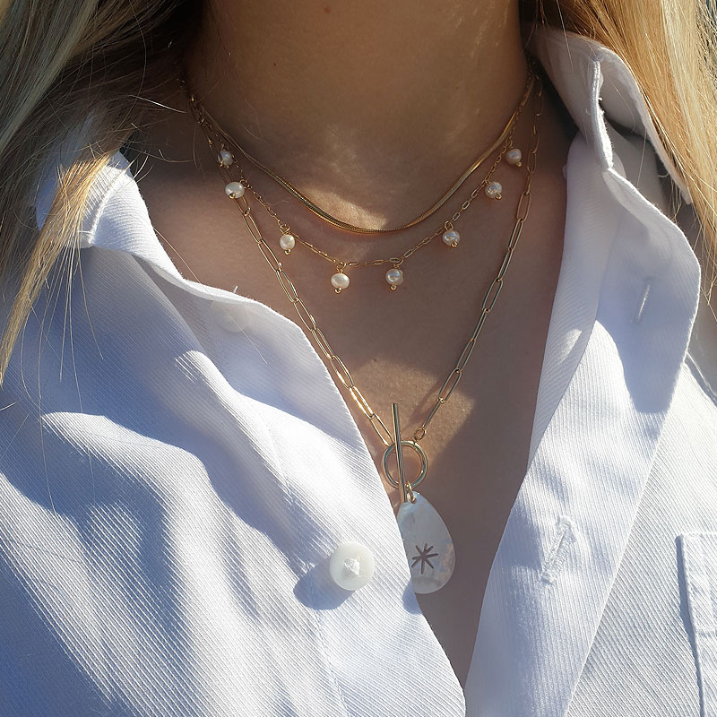 Collier 3 Rangs Acier Inoxydable