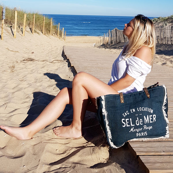 Sac de Plage Toile Denim - Sel de Mer - Zosha Collection