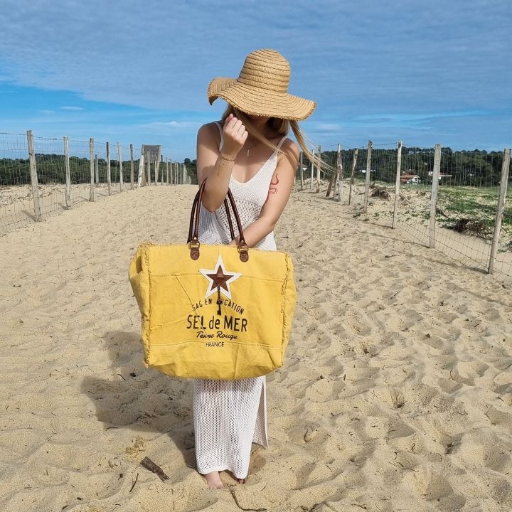 Grand Sac de Plage Femme Plage avec Fermeture à Glissière Sac