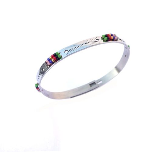 Bracelet jonc perles multicolores