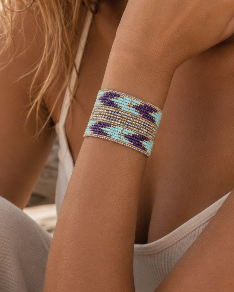 bracelet manchette perles ikat