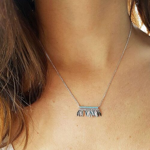 Collier argent Pampilles et turquoise